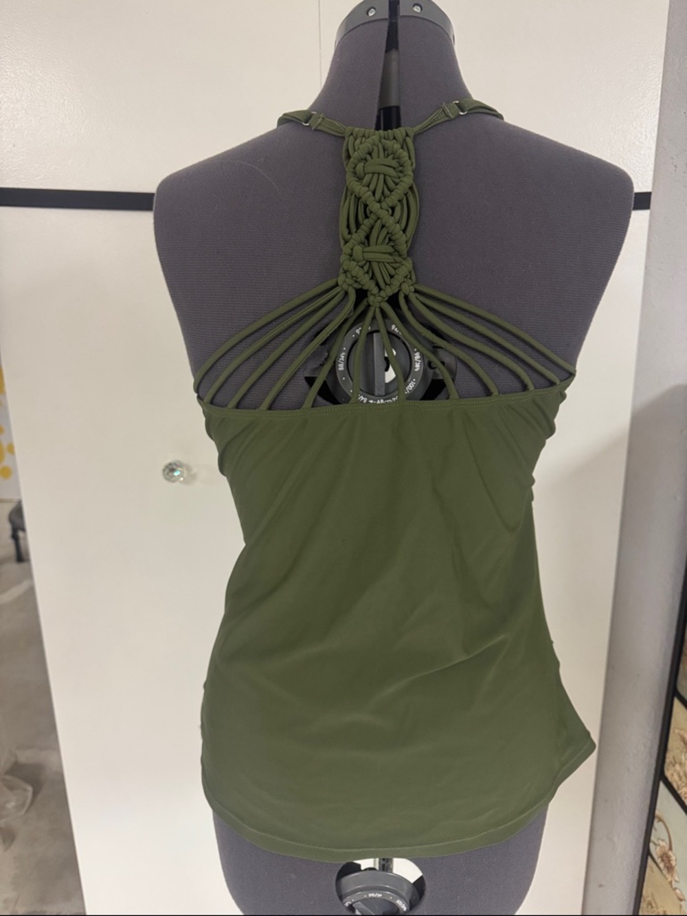 Olive Green Ruched Tankini Top - Picture 3 of 6